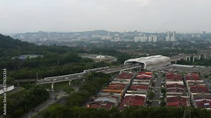 Putra Heights LRT(Light-rail transit) station aerial view, Malaysia