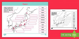 Japan Map Labeling Activity for 3rd-5th Grade