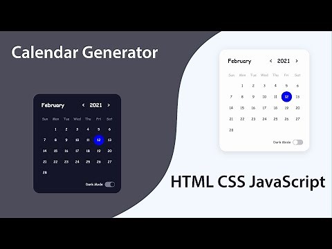 Calendar UI Design with Dark Mode and Animation Using HTML CSS JavaScript