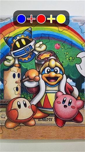 Coloring Kirby using only 3 colors Wanya #kirby #hatsunemiku #colormixing #howto