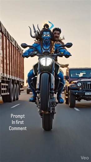 Prabhakaran Thirunavukkarasu | Create a hyper-realistic cinematic action scene of Lord Shiva performing a powerful wheelie on a KTM Duke motorcycle on a busy Indian... | Instagram