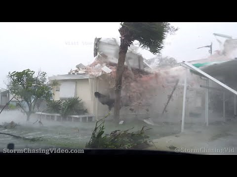 Extreme Debris Filled Winds, Placida, Florida - Hurricane Ian - 9/28/2022