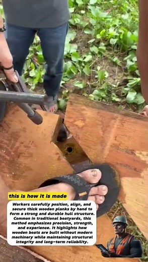 Traditional Wooden Boat Building | Manual Hull Plank Installation Process