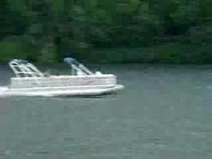 525 horsepower pontoon boat flyby