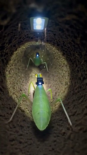 Praying Mantis Enters a Hidden Mantis World #pov #wildlife