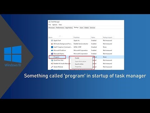 What is “Program” in Task Manager Startup Tab