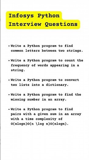 Infosys Python Developer Interview: 5 Coding Questions #pythoninterviewquestions #pythonprogram