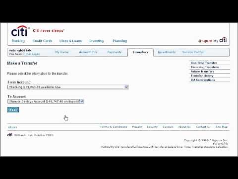 Citi QuickTake Demo: How to Make a Transfer Between Accounts using Citibank Online