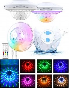 Floating Pool Lights, Rechargeable RGB Color Changing Pool Lights That Float with Remote Control, Waterproof LED Night Light Projector for Pool Pond Party Hot Tub-4 Pack