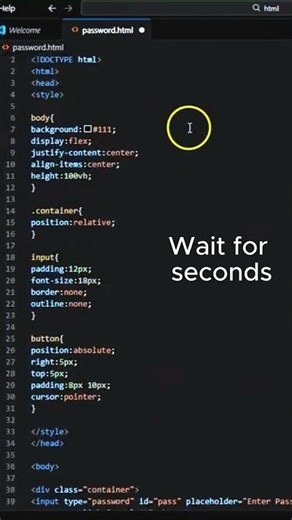 Password Show/Hide Toggle using HTML CSS JavaScript 🔥#shorts #coding #programming