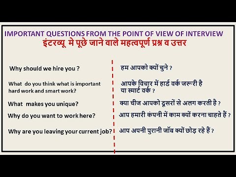 Important Questions With Answers For Interview (Hindi)