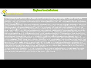 How to : Replace boat windows