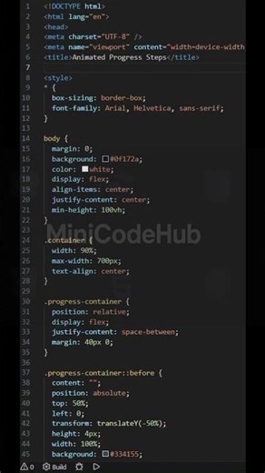 Build an Animated Progress Steps Timeline using HTML, CSS, and JavaScript.