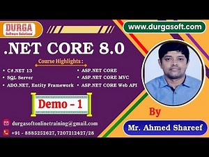 .NET CORE 8.0 tutorials || Demo - 1 || by Mr. Ahmed Shareef On 10-11-2025 @6PM (IST)