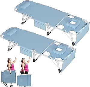 ABORON 3 in 1 Sun Tanning Chair Oversized with Mat&Face Arm Hole,Heavy Duty Folding Chaise Lounge Chairs,5-Position Outdoor Lounge Chair/Pillow, for Beach, Pool, Lawn, Yard, Patio